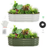 Garvee Cama de Jardín Elevada Ovalada con Base Abierta para Cultivo de Vegetales 183x91x30cm Blanco y Verde