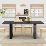 Garvee Mesa de Comedor Rectangular de PB con Patas Metálicas Onduladas para 6 a 8 Personas 180x80cm Negro