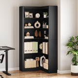 Garvee Estantería Esquinera de 5 Niveles en Forma de L, Librería de Esquina Moderna para Libros y Decoración en Oficina, Salón y Dormitorio, Madera, 182cm - Negro