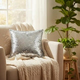 Garvee Funda de Cojín Decorativa con Lentejuelas Reversibles Brillo Elegante para Sofá Cama o Sala de Estar 40x40cm Plata