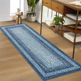 Garvee Alfombra Pasillera Lavable Antideslizante y Resistente a Manchas Diseno Trenzado Pelo Corto, 60x230 cm Gris Azulado