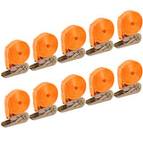 Garvee Set de 10 Cinchas de Amarre de Nylon con Carraca y Sin Ganchos 6m x 25mm Capacidad 770kg Naranja