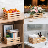 Garvee Cestas de Almacenamiento Apilables de Madera de Pino Estilo Farmhouse con Asas Seis Unidades, Color Claro