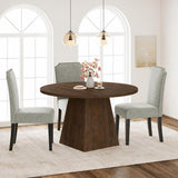 Garvee Mesa de Comedor Redonda de MDF de 120cm para 4 a 6 Personas Base Cuadrada Moderna Marrón Rojizo