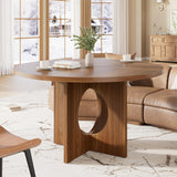 Garvee Mesa Redonda de Comedor Moderna para 4-6 Personas de PB con Base Central Robusta 120cm Marrón