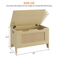Garvee Baúl de Almacenaje de Madera 76x40x50 cm con Bisagra de Seguridad Banco Asiento Soporta 159 kg Madera Natural