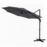 Garvee Parasol Colgante de Exterior de 300cm de Poliéster Base Cruzada Inclinación y Rotación 360° Gris - Gris