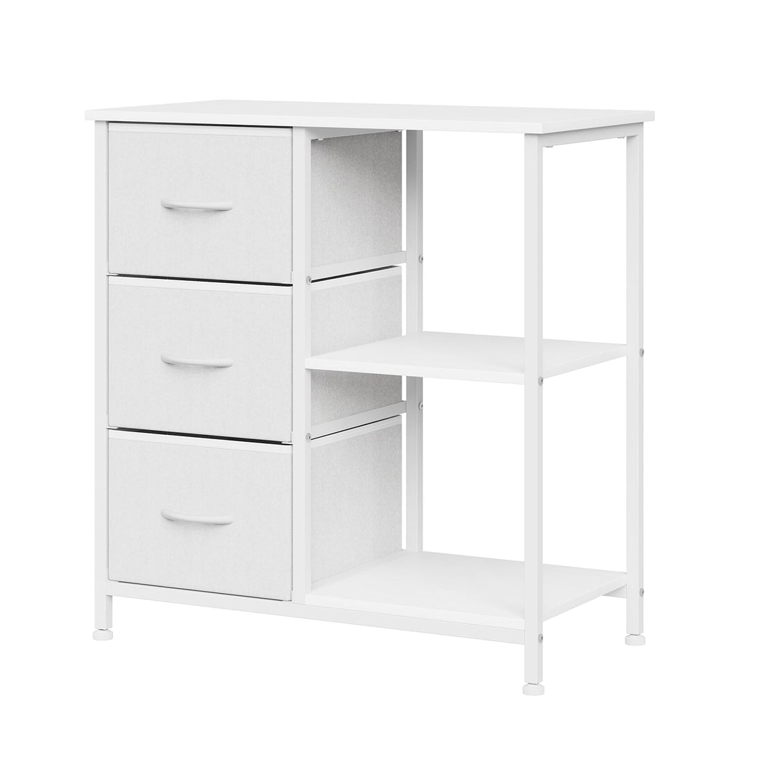 Garvee Archivador de 3 Cajones con Estantes Abiertos Soporte para Impresora Marco de Acero Blanco para Oficina y Hogar Diseño Moderno