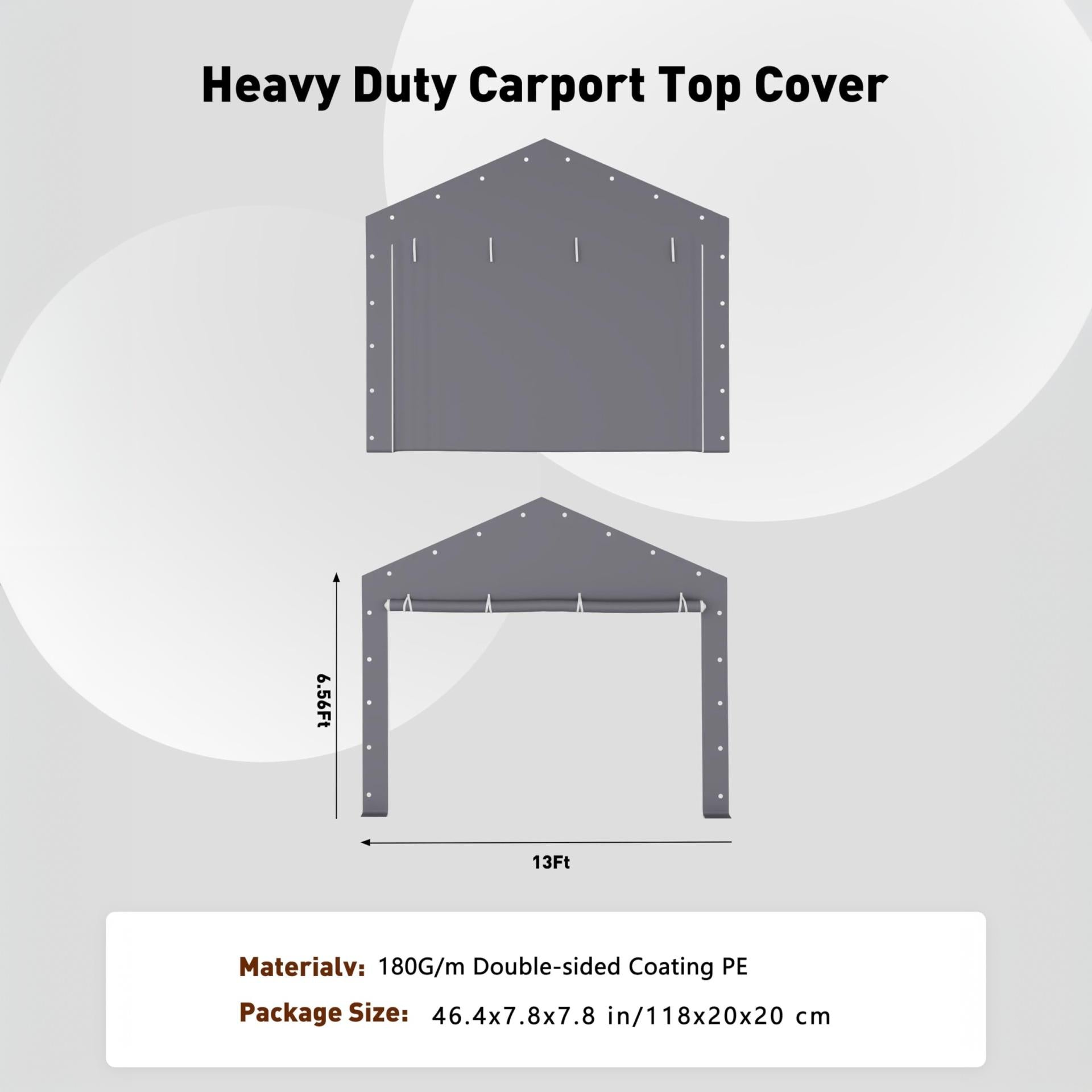 Garvee Garaje Portátil 3x6x3,35 m, Cubierta de PE Triple Capa, Puertas con Cremallera Enrollable, para Vehículos y Equipos, Gris