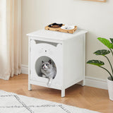 Garvee Set de 2 Mesitas Auxiliares de MDF con Casa para Gatos Cierre Magnético y Cojín Suave Blanco - Blanco