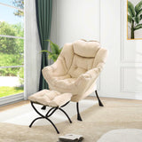 Garvee Conjunto de 2 Sillones Modernos con Reposapiés Tapizados en Terciopelo Suave Funda Lavable Naranja - 