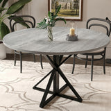 Garvee Mesa de Comedor Redonda de Tablero de Partículas y Metal con Patas en K Gris