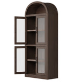 Garvee Estantería Arqueada de PB con 4 Puertas de Vidrio Mueble Organizador para Oficina o Salón Marrón Rojizo