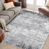 Garvee Alfombra Lavable de Poliéster con Base TPR Diseño Abstracto para Salón o Dormitorio 200x290cm Gris