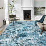 Garvee Alfombra Abstracta Minimalista Lavable Antideslizante de Pelo Corto Suave para Salón 200x290cm Azul - Azul