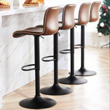 Garvee Pack de 4 Taburetes de Bar Giratorios Ajustables 61-81 cm, Cuero PU Café, Respaldo Alto Ergonómico, Base Metálica Negra, para Cocina y Comedor - Café