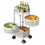 Garvee Carro Organizador Giratorio Redondo de Acero al Carbono de 3 Niveles para Cocina o Baño Blanco