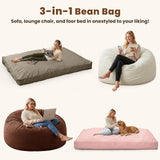 Garvee Sillón Puff Gigante de Espuma Viscoelástica con Funda de Terciopelo Suave para Sala Gris Champaña