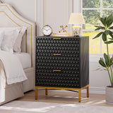 Garvee Cómoda Moderna de 3 Cajones Diseño Panal Elegante Armario Compacto para Dormitorio o Sala Negro