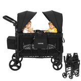Garvee Carro Plegable de Tubo de Hierro y Oxford 600D de 2 Asientos con Doble Toldo y Bandeja
