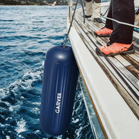 Garvee Juego de 4 Defensas para Barcos de PVC Resistente Parachoques de Atranque HTM con Agujero Central Incluye Cuerdas y Bomba 25x71 cm Azul