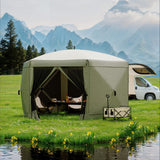 Garvee Carpa Hexagonal Plegable de 3.5m con 6 Paneles de Malla Cortaviento Impermeable Verde Militar