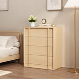 Garvee Mesa Auxiliar Moderna de Madera con 4 Cajones Espaciosos Gabinete Multifuncional Compacto con Tirador Vertical para Dormitorio o Sala Color Natural