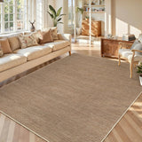 Garvee Alfombra de Lino Sintético Moderna 200x290cm Marrón Cálido, Antideslizante TPR Lavable Plegable 1200gsm para Salón Dormitorio y Oficina - Marrón