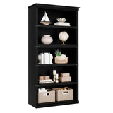 Garvee estantería de 5 niveles Farmhouse madera MDF para sala y oficina 171.2cm alto Diseño Colonial Marrón - Negro