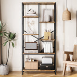 Garvee Estantería de Oficina Industrial Escalonada de Madera y Metal 80cm Diseño Abierto para Salón o Despacho Negro
