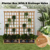 Garvee Jardinera Elevada de Madera de Dos Niveles con Enrejado Techo y Drenaje para Plantas Trepadoras Amarillo