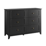 Garvee Cómoda de 6 Cajones de MDF Pintado Diseño Moderno y Amplio Almacenamiento para Dormitorio Negro