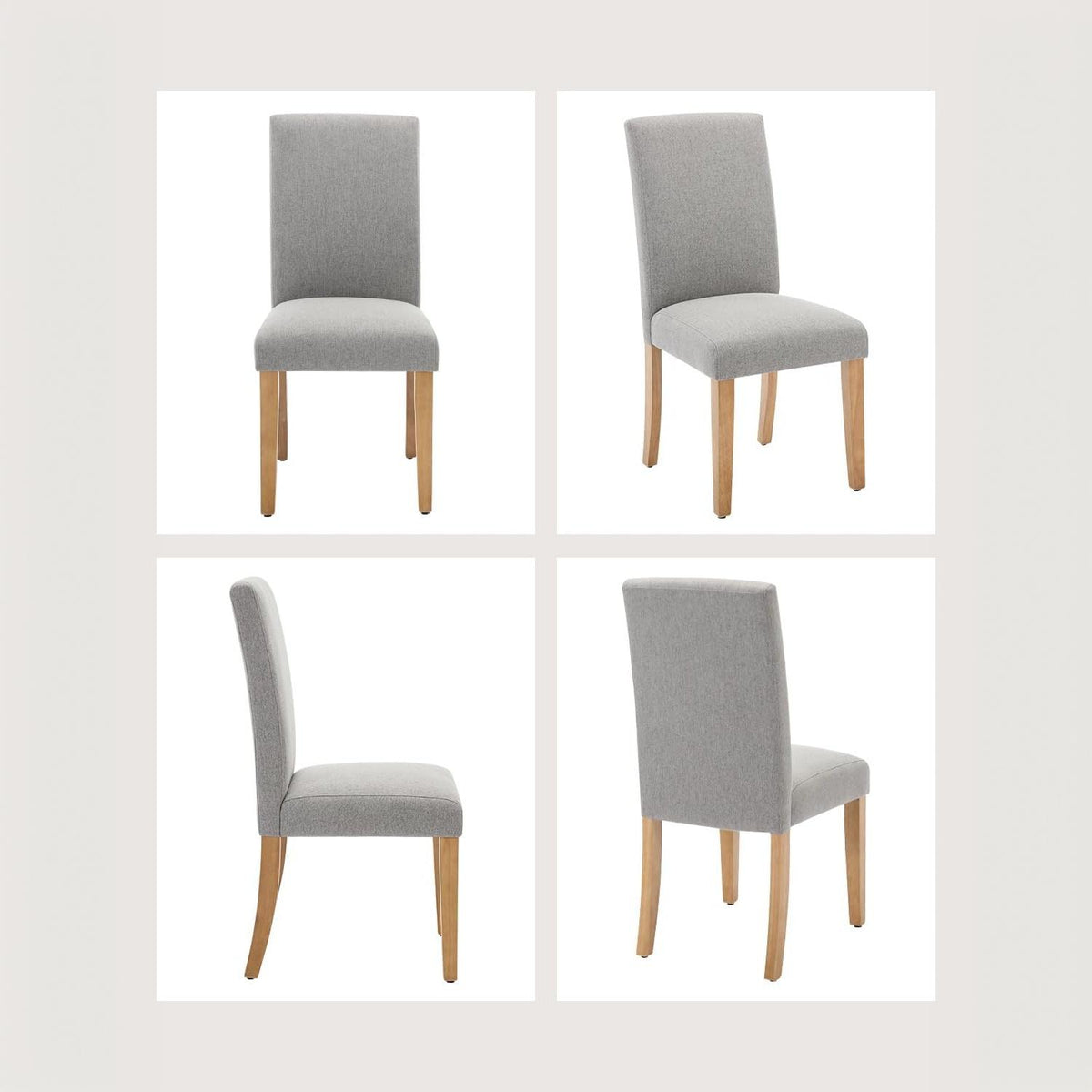 Garvee Set de 4 Sillas de Comedor Tapizadas en Tela Moderna Respaldo Ergonómico Curvado Patas de Madera Robusta para Cocina y Oficina Gris