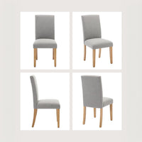 Garvee Set de 4 Sillas de Comedor Tapizadas en Tela Moderna Respaldo Ergonómico Curvado Patas de Madera Robusta para Cocina y Oficina Gris