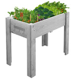 Garvee Cama de Cultivo Ergonómica Elevada de Madera Resistente con Patas y Forro 86x46x76cm Gris - Gris