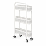 Garvee Carrito Organizador Estrecho de Cocina en Acero al Carbono con Ruedas Frenos y Tres Niveles, 15 cm Blanco