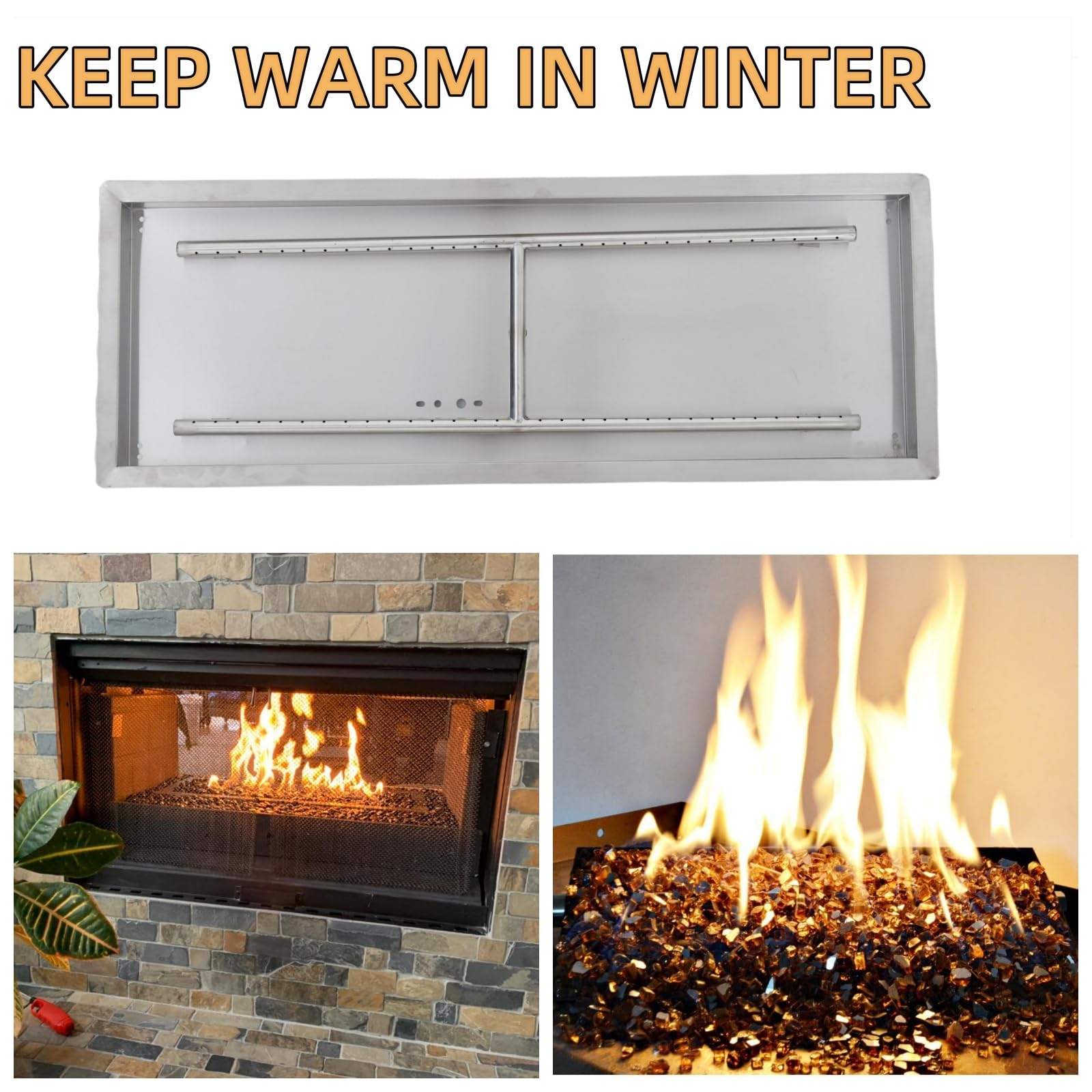 Kit de quemador de fuego rectangular de acero inoxidable Garvee con manguera