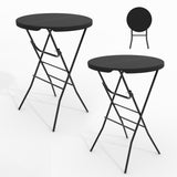 Garvee Set de 2 Mesas Altas Redondas Plegables de 80cm para Cóctel Eventos y Terraza Estándar EU Negro