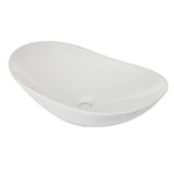 Garvee Lavabo Sobre Encimera Ovalado de Ceramica con Borde Fino Diseno Moderno y Rebosadero Facil de Limpiar, Blanco Brillo - 