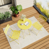 Garvee Conjunto de Mesa y Sillas Plegables de Hierro para Exterior o Balcón Amarillo