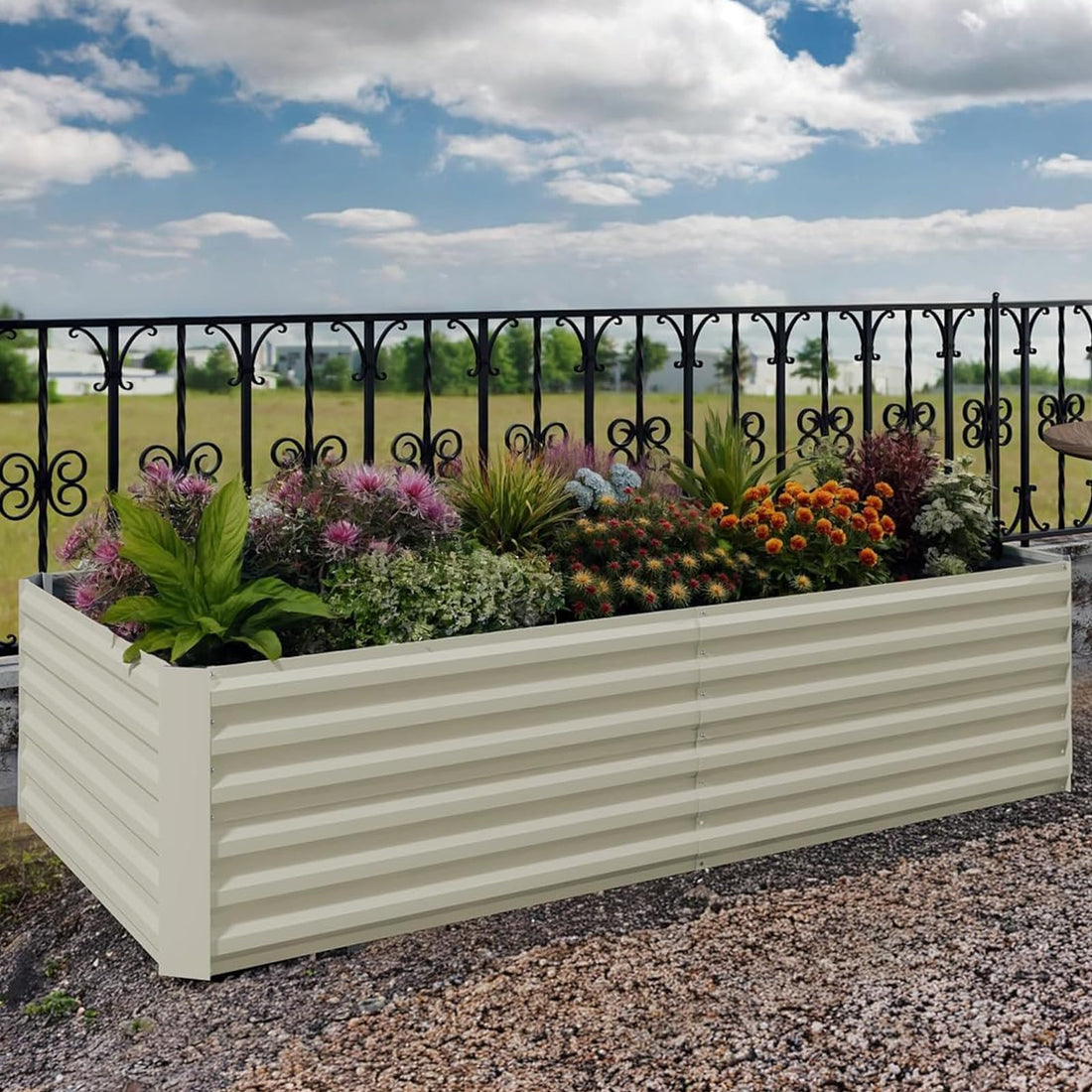 Garvee Camas Elevadas de Jardín de Acero Recubierto en Polvo, 2PCS 183x91x61 cm, Beige, para Huertos al Aire Libre