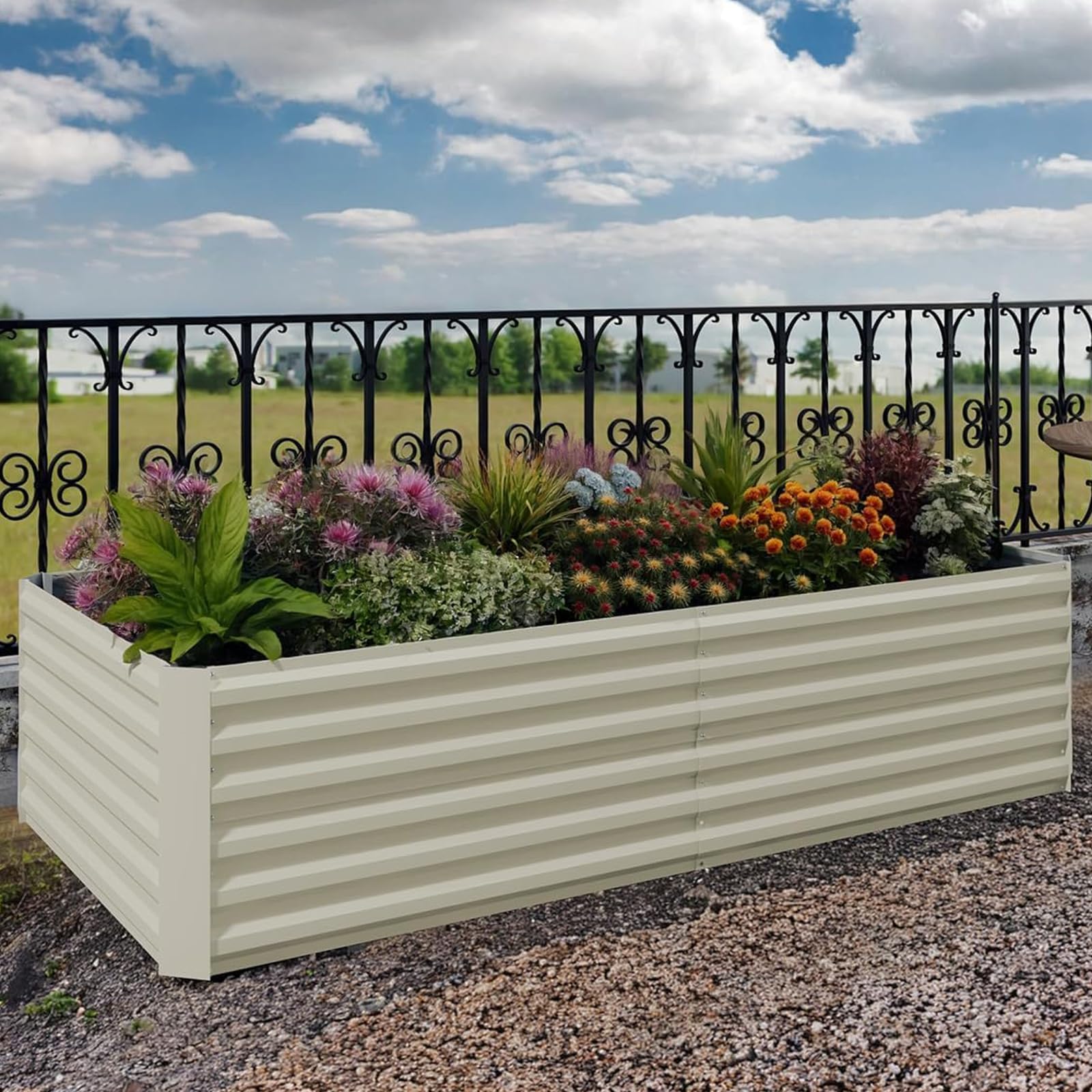 Garvee Camas Elevadas de Jardín de Acero Recubierto en Polvo, 2PCS 183x91x61 cm, Beige, para Huertos al Aire Libre