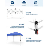 Garvee Carpa Plegable 3x3m Pop-Up, Estructura Acero Resistente, Protección UV, Impermeable, Altura Ajustable, Bolsa Transporte, Jardín y Playa