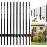 Garvee Set de 10 Postes Metálicos en U de Acero Q235 para Cercado de Malla Agrícola Instalación sin Excavación 183 cm Negro - Negro