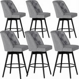 Garvee Juego de 6 Taburetes Giratorios con Respaldo para Barra Asiento Cómodo y Reposapiés de Hierro Rotación 360° Gris Oscuro