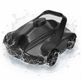 Garvee Robot Limpiador Inalámbrico para Piscinas Elevadas Limpieza Automática de Fondo Autonomía 130 Minutos Fácil de Usar Estándar Europeo Negro