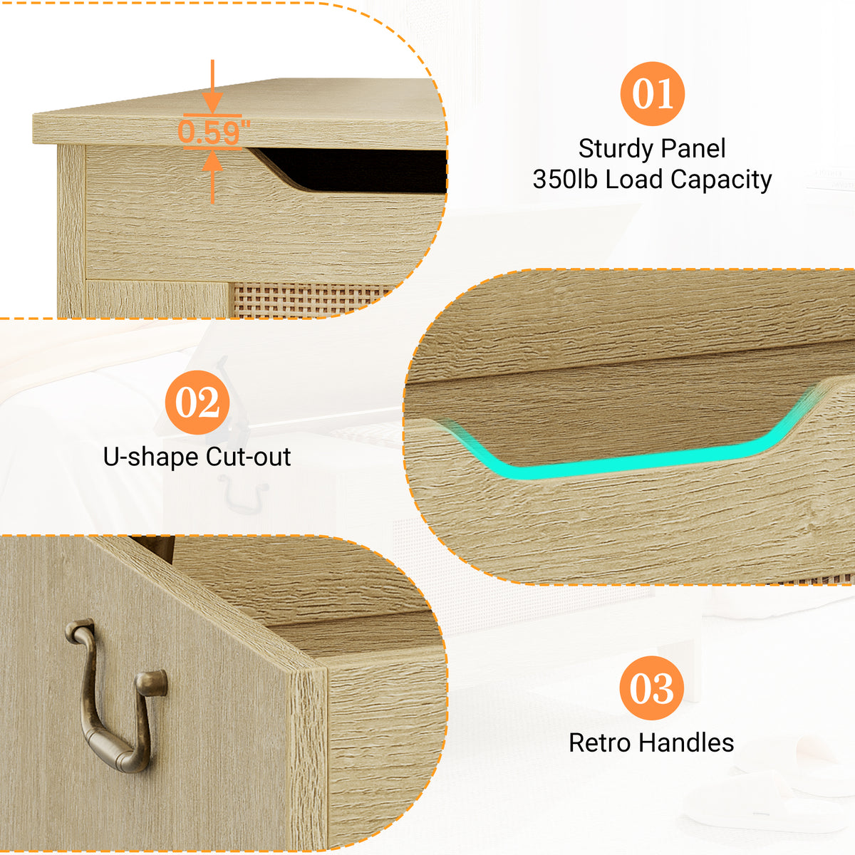 Garvee Baúl de Almacenaje de Madera 76x40x50 cm con Bisagra de Seguridad Banco Asiento Soporta 159 kg Madera Natural