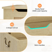 Garvee Baúl de Almacenaje de Madera 76x40x50 cm con Bisagra de Seguridad Banco Asiento Soporta 159 kg Madera Natural