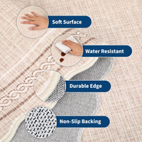 Garvee Alfombra de Área 200x290 cm Lavable a Máquina Tapete Antideslizante con Borde Ondulado Plegable de Pelo Corto Beige