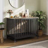 Garvee Jaula Resistente de Hierro y Madera para Perros Mueble Auxiliar con Diseño Seguro y Espacioso NPTT-TM03